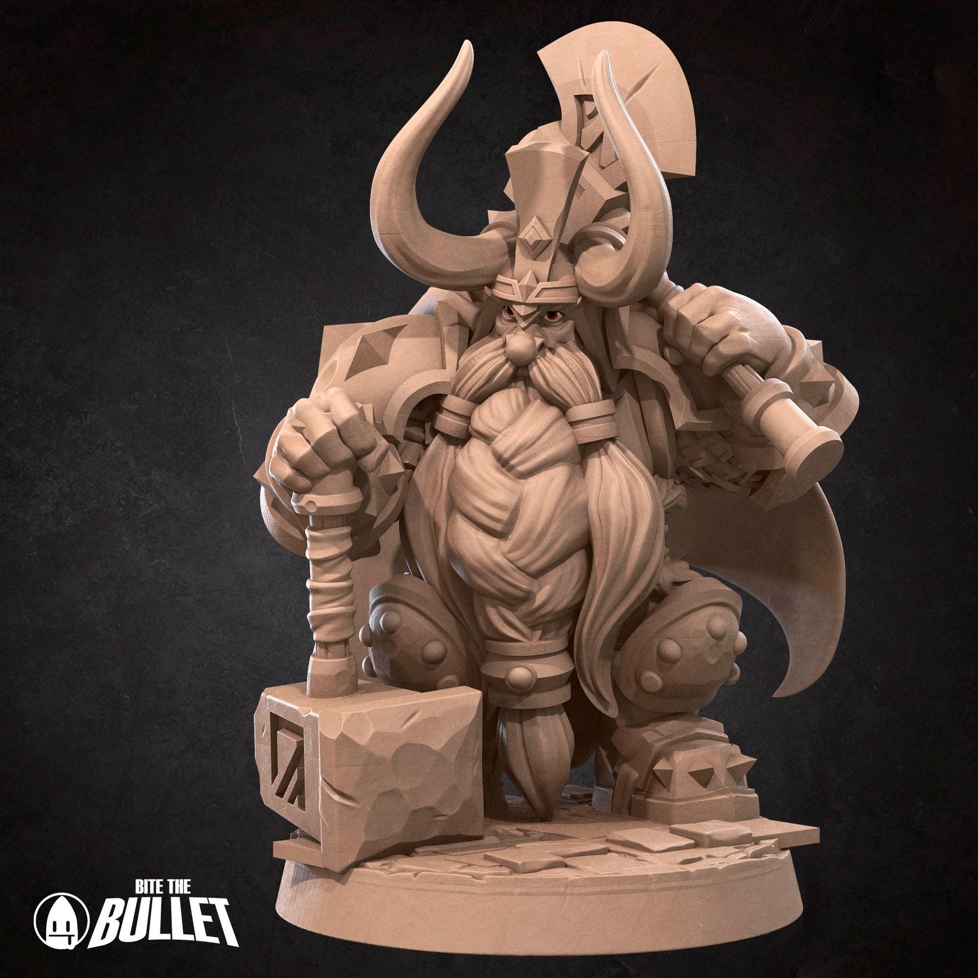 Dwarf King Miniature | Tabletop RPG Miniature | Bite the Bullet | Roleplaying 3D Printed Fantasy Mini - 3DPrintDen