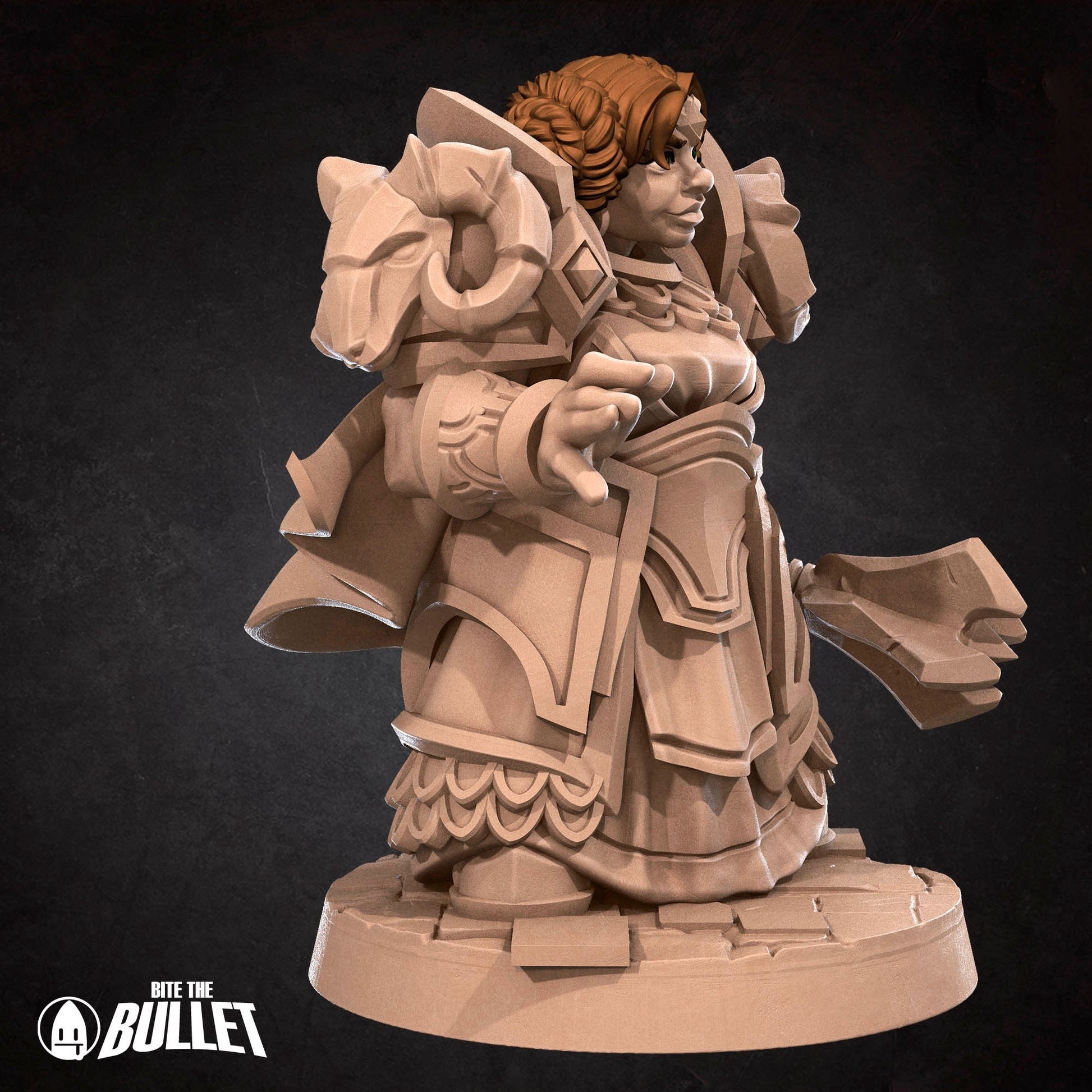 Dwarf Priestess Miniature | Tabletop RPG Miniature | Bite the Bullet | Roleplaying 3D Printed Fantasy Mini - 3DPrintDen