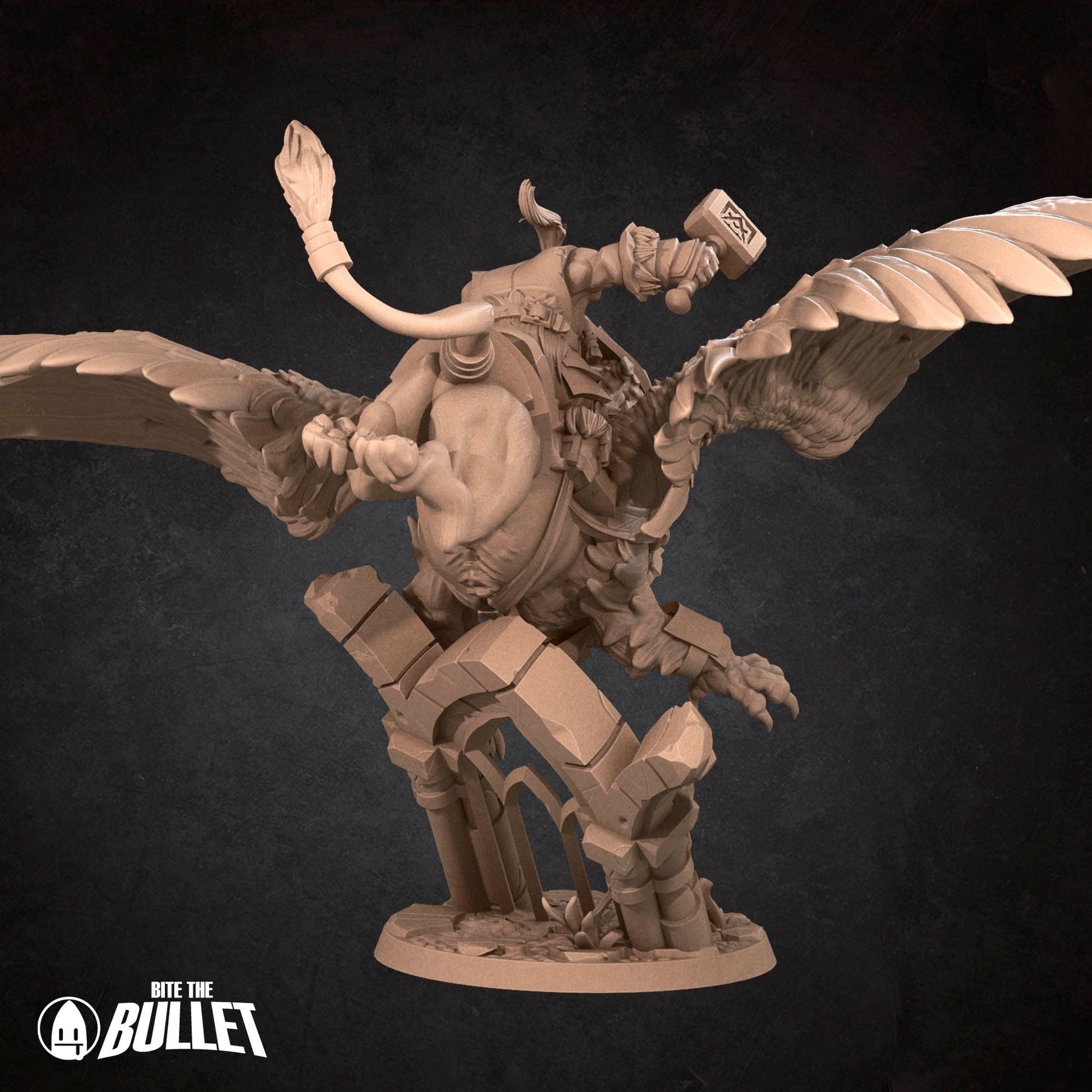 Dwarf Gryphon Master Miniature | Tabletop RPG Miniature | Bite the Bullet | Roleplaying 3D Printed Fantasy Mini - 3DPrintDen