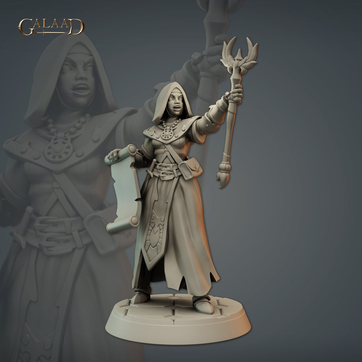 Priestess Miniature | Tabletop RPG Miniature | Galaad Miniatures | Roleplaying 3D Printed Fantasy Mini - 3DPrintDen