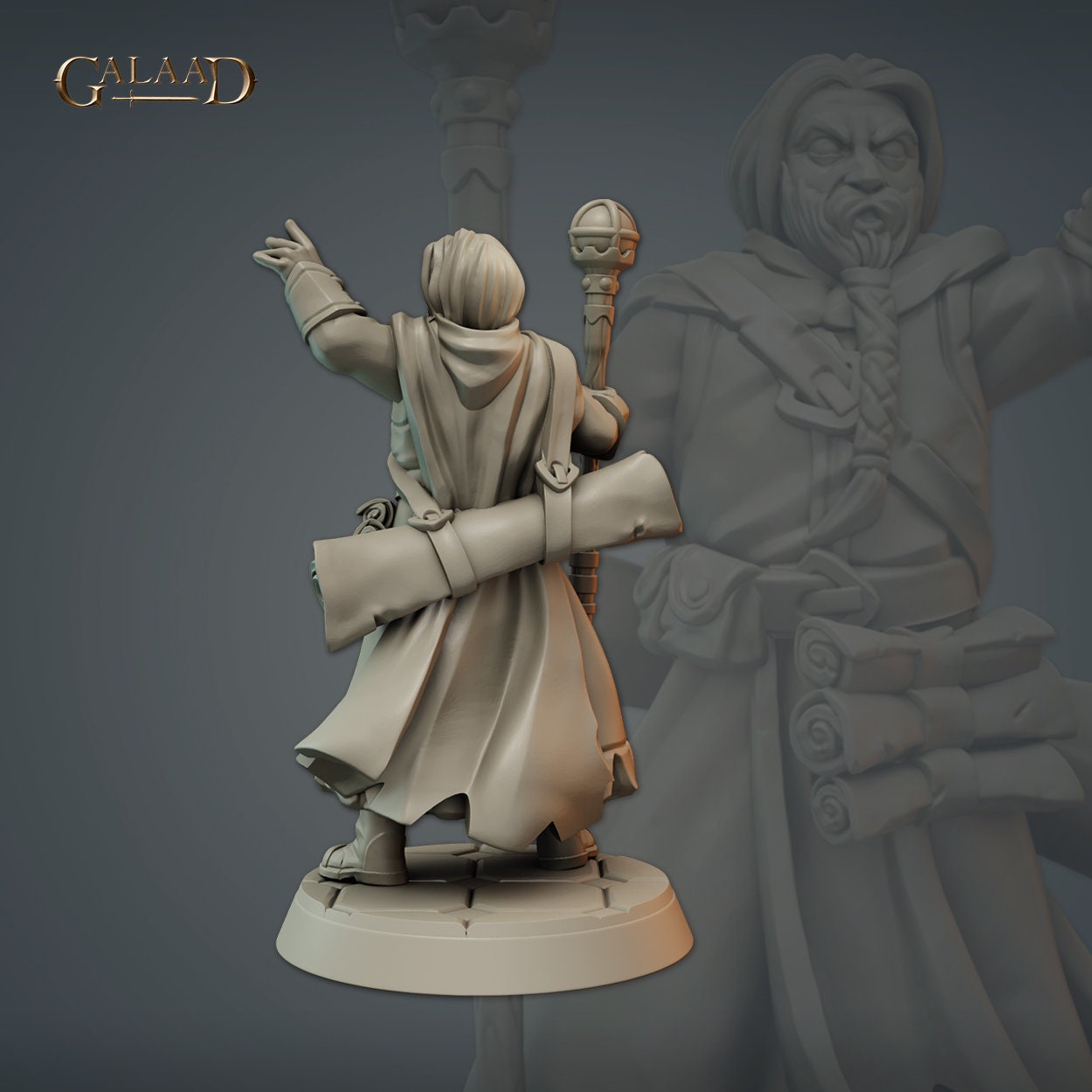 Wizard Miniature | Tabletop RPG Miniature | Galaad Miniatures | Roleplaying 3D Printed Fantasy Mini - 3DPrintDen