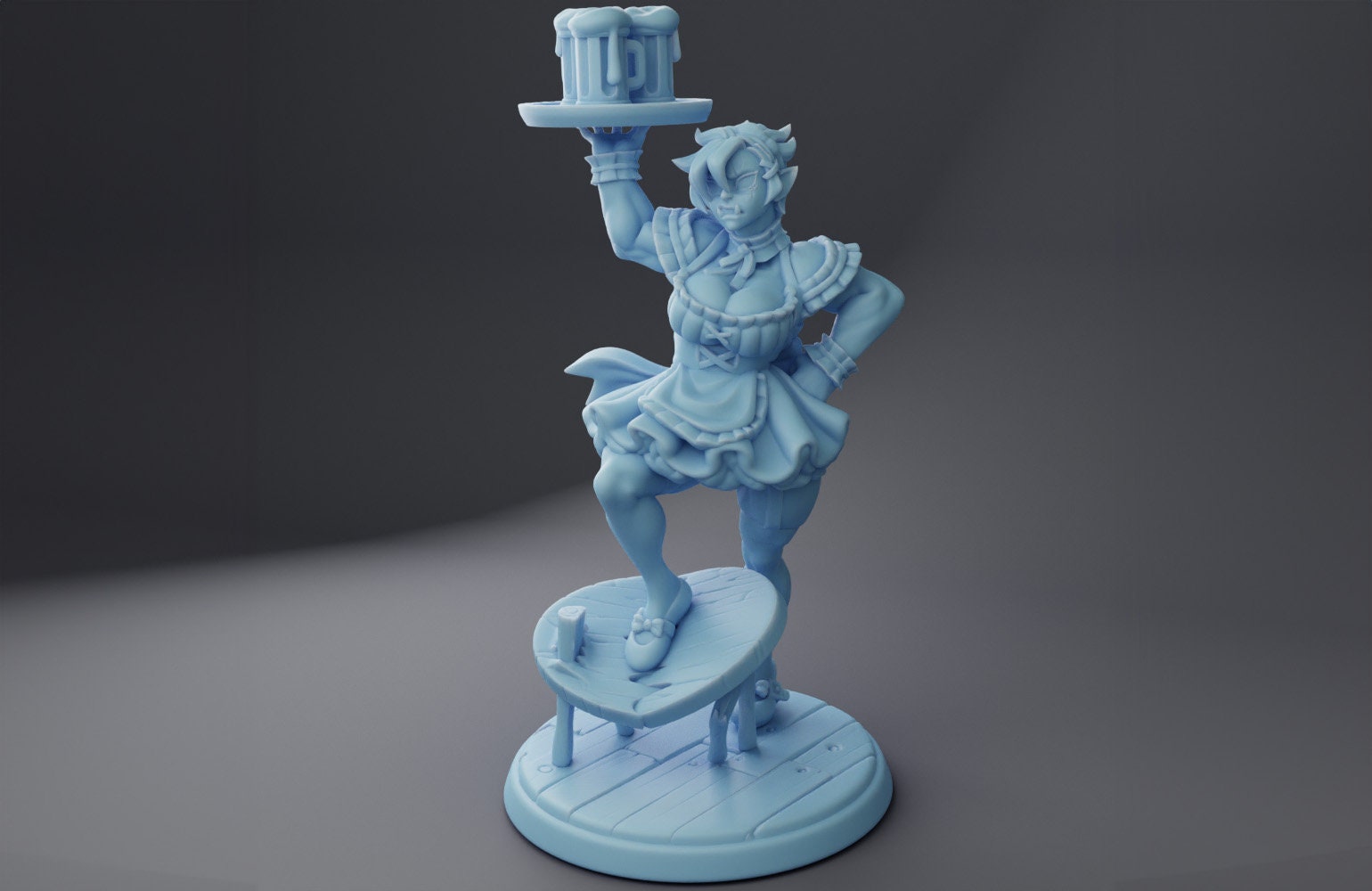 Orc Maid Miniature | Twin Goddess Miniatures | Tabletop RPG Miniature | Roleplaying 3D Printed Fantasy Mini - 3DPrintDen