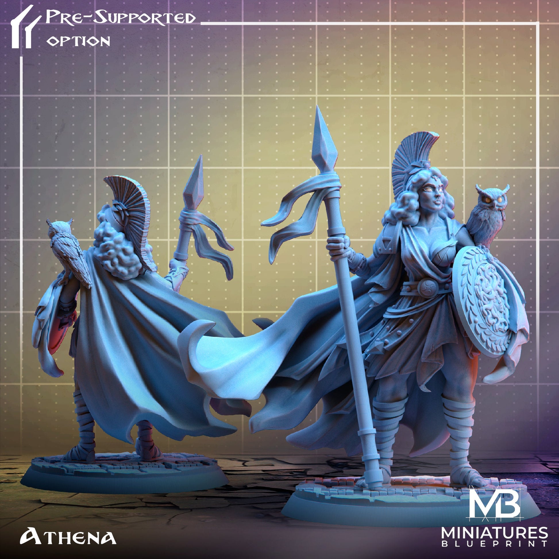 Athena Miniature | Tabletop RPG Miniature | Miniatures Blueprint | Roleplaying 3D Printed Fantasy Mini - 3DPrintDen