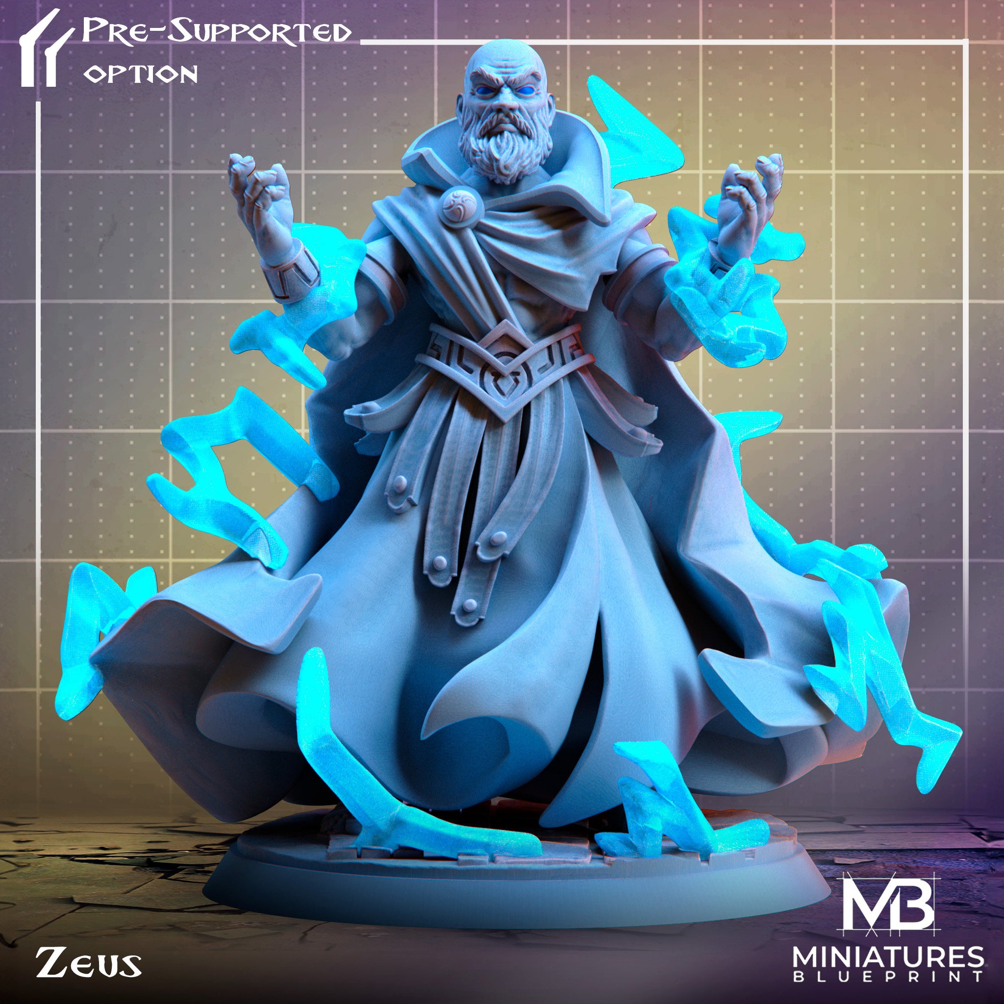 Zeus Miniature | Tabletop RPG Miniature | Miniatures Blueprint | Roleplaying 3D Printed Fantasy Mini - 3DPrintDen