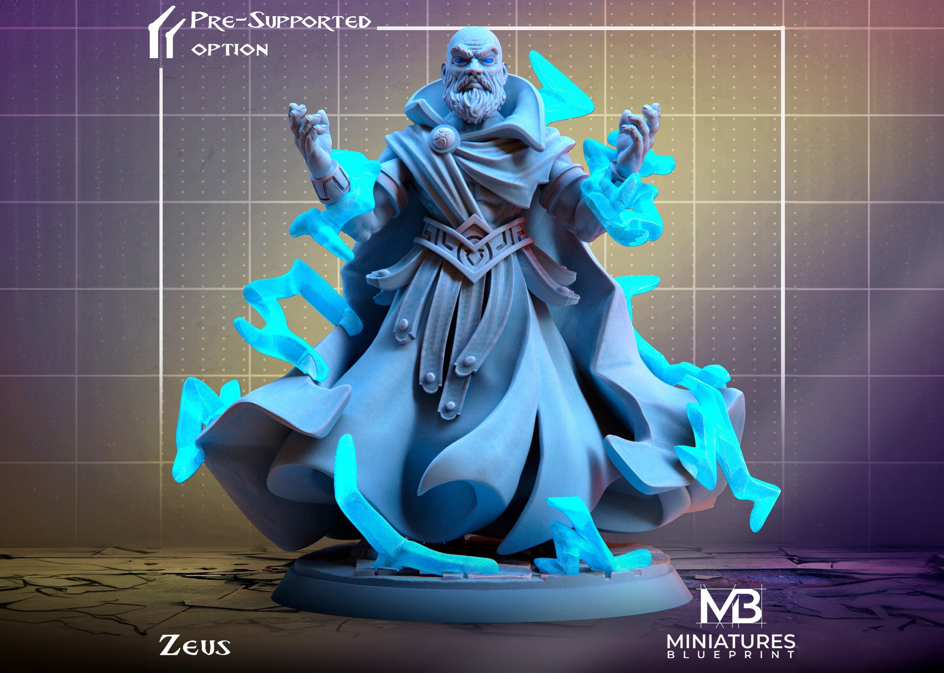 Zeus Miniature | Tabletop RPG Miniature | Miniatures Blueprint | Roleplaying 3D Printed Fantasy Mini - 3DPrintDen