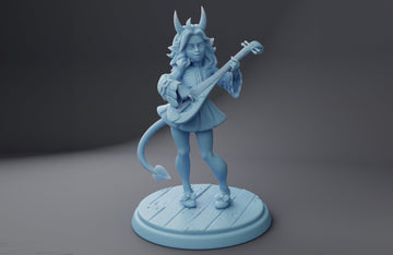 Female Tiefling Bard Miniature, Amora | Twin Goddess Miniatures | Tabletop RPG Miniature | Roleplaying 3D Printed Fantasy Mini - 3DPrintDen