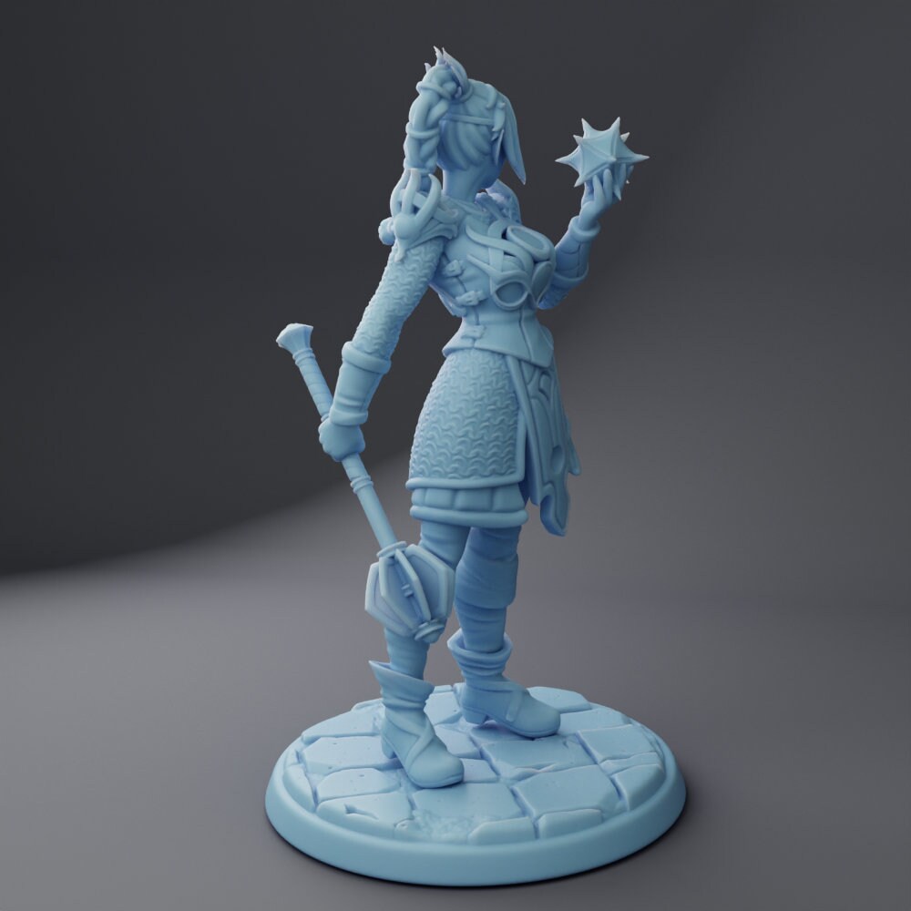 Female Cleric Miniature, Ebonheart | Twin Goddess Miniatures | Tabletop RPG Miniature | Roleplaying 3D Printed Fantasy Mini - 3DPrintDen