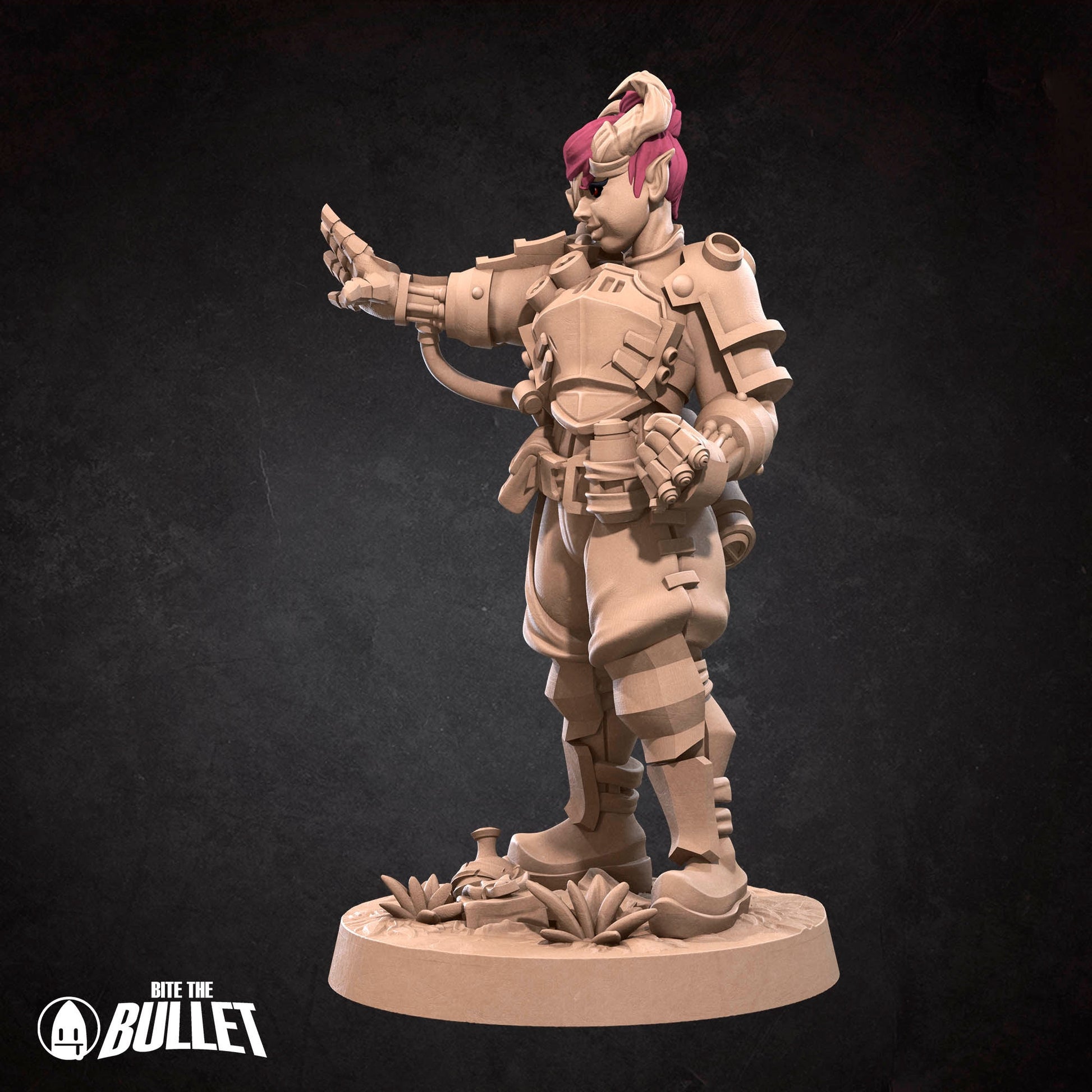 Female Tiefling Artificer Miniature | Tabletop RPG Miniature | Bite the Bullet | Roleplaying 3D Printed Fantasy Mini - 3DPrintDen