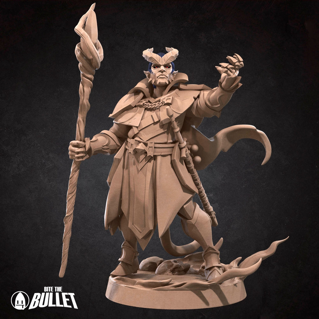 Tiefling Warlock Miniature | Tabletop RPG Miniature | Bite the Bullet | Roleplaying 3D Printed Fantasy Mini - 3DPrintDen