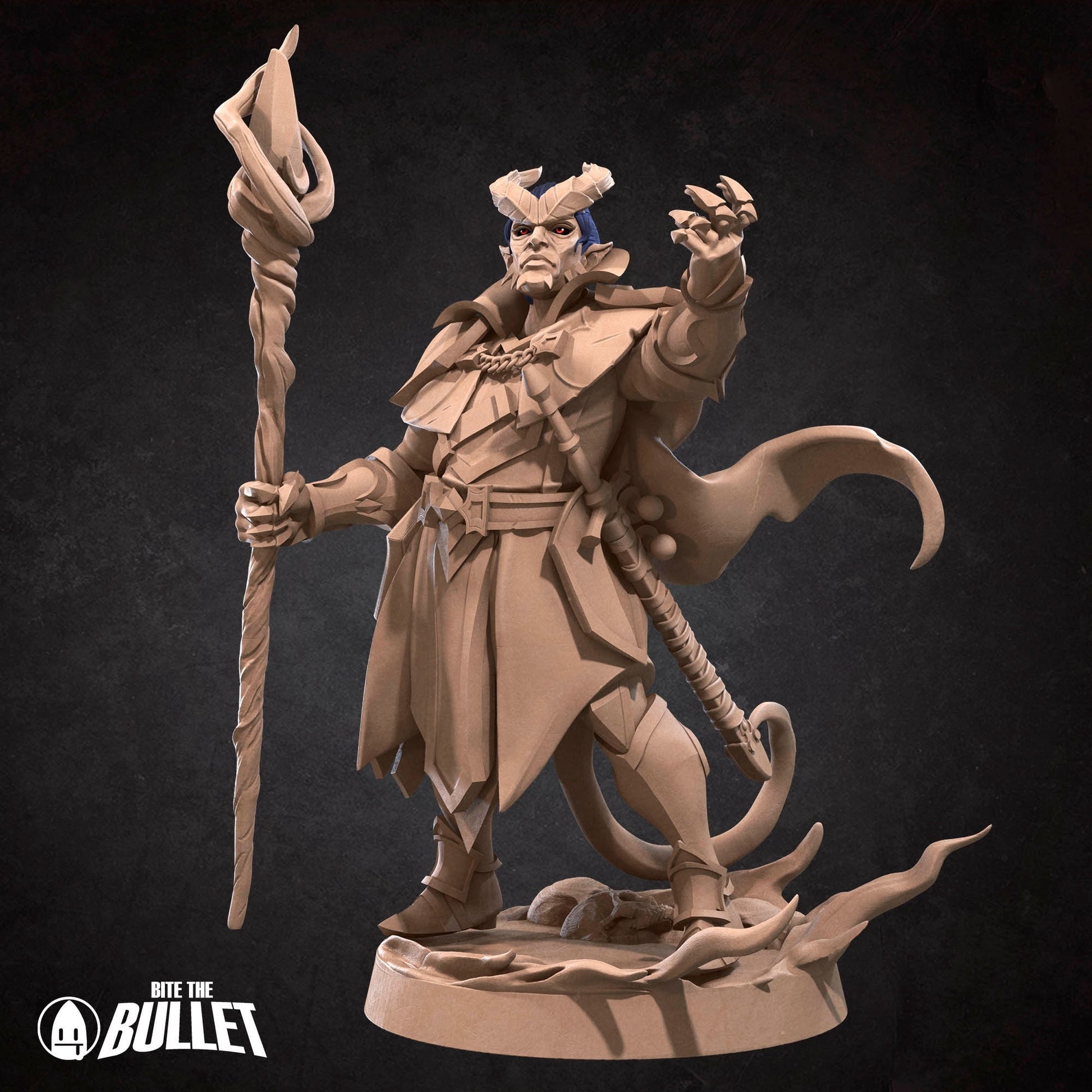 Tiefling Warlock Miniature | Tabletop RPG Miniature | Bite the Bullet | Roleplaying 3D Printed Fantasy Mini - 3DPrintDen