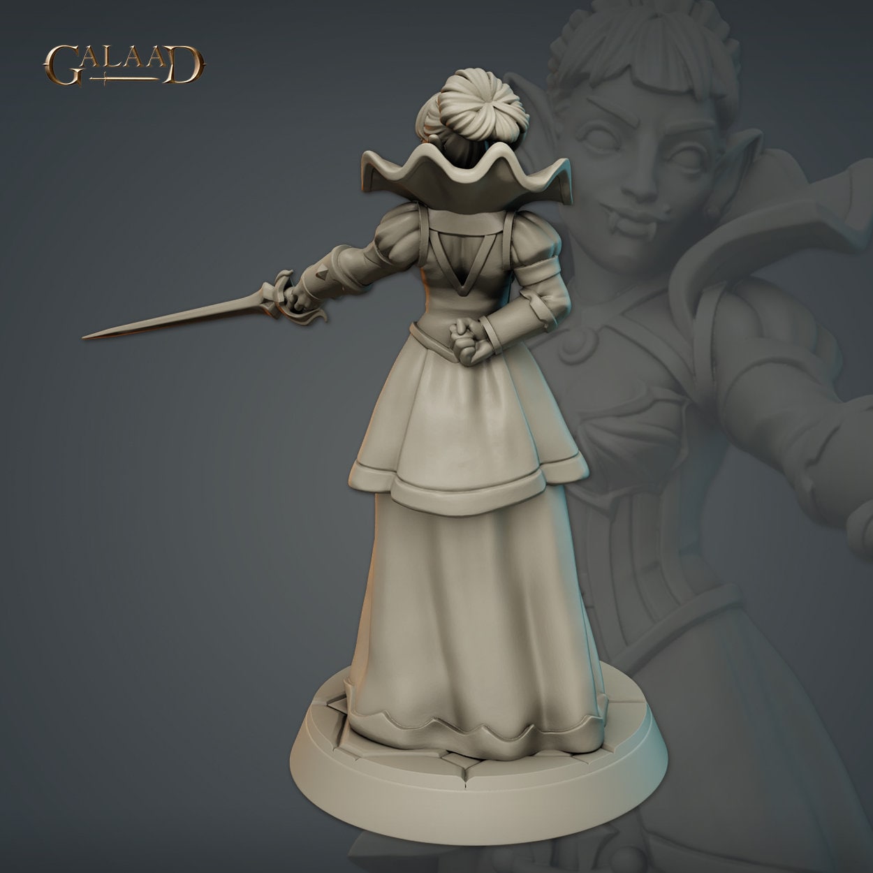 Female Vampire Miniature | Tabletop RPG Miniature | Galaad Miniatures | Roleplaying 3D Printed Fantasy Mini - 3DPrintDen