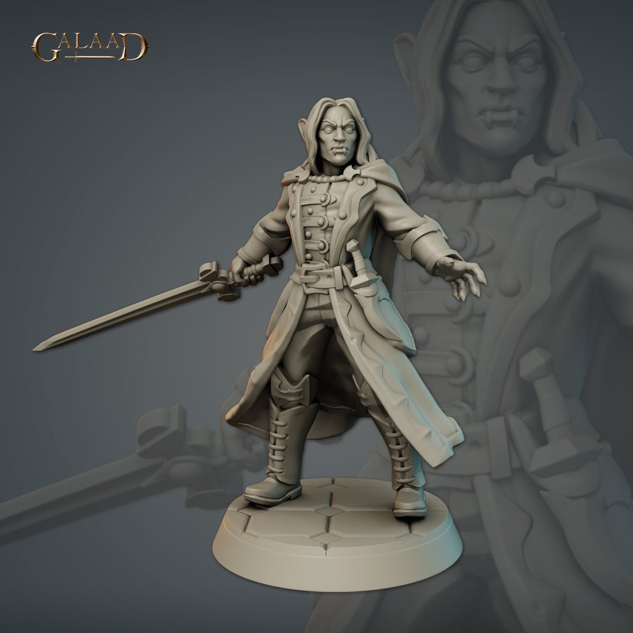 Vampire Miniature | Tabletop RPG Miniature | Galaad Miniatures | Roleplaying 3D Printed Fantasy Mini - 3DPrintDen