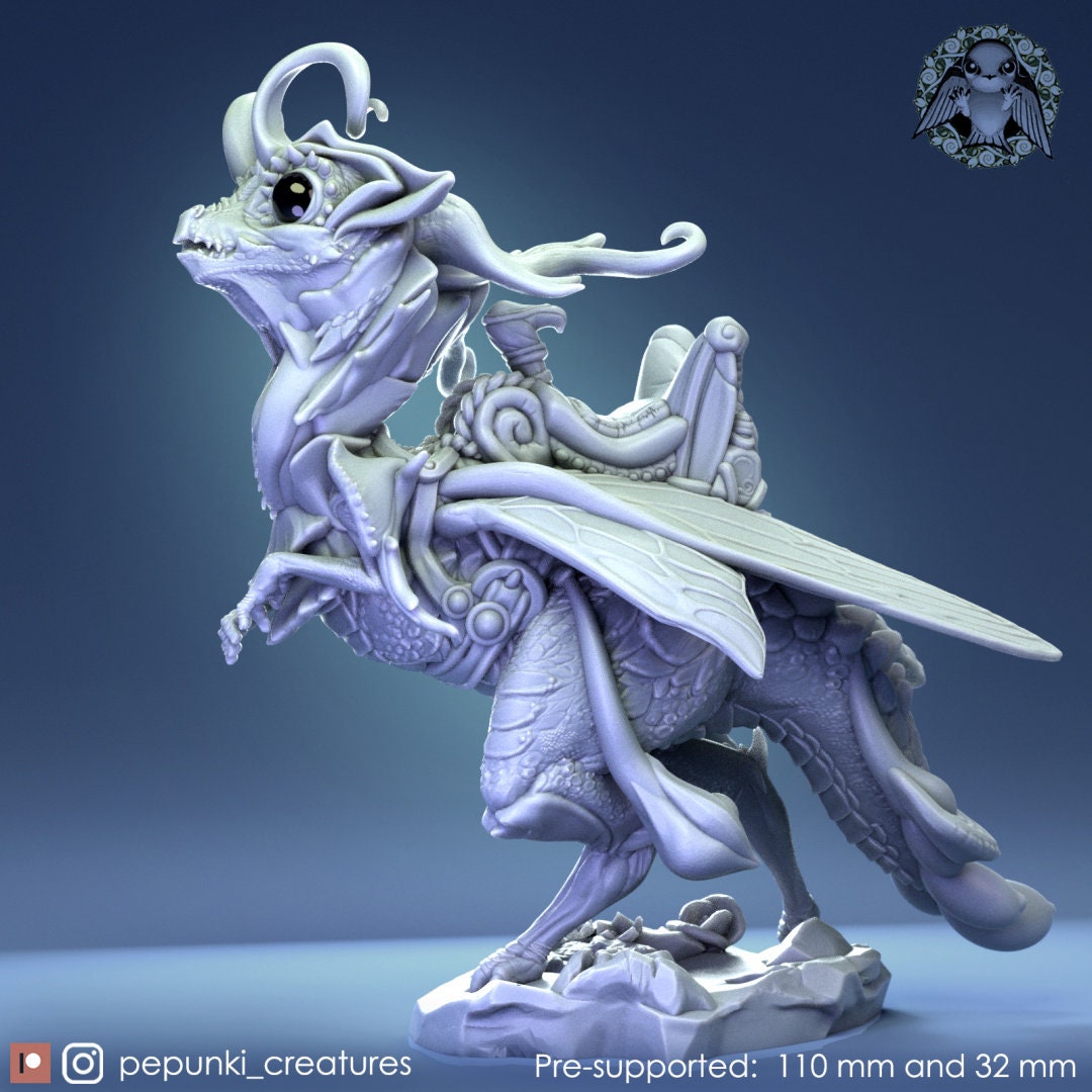 Fairy Dragon Miniature | Tabletop RPG Miniature | Pepunki Creatures | Roleplaying 3D Printed Fantasy Mini - 3DPrintDen