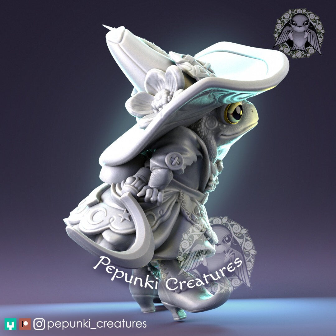 Toad Witch Miniature | Tabletop RPG Miniature | Pepunki Creatures | Roleplaying 3D Printed Fantasy Mini - 3DPrintDen