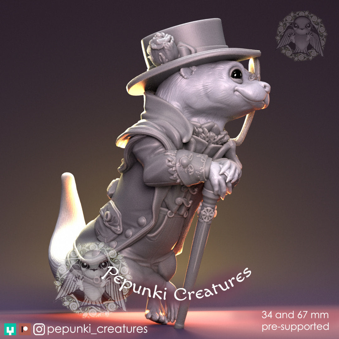 Otter Gentleman Miniature | Tabletop RPG Miniature | Pepunki Creatures | Roleplaying 3D Printed Fantasy Mini - 3DPrintDen