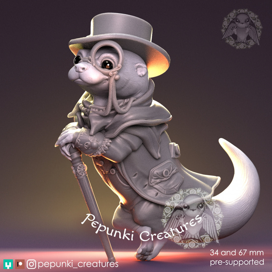 Otter Gentleman Miniature | Tabletop RPG Miniature | Pepunki Creatures | Roleplaying 3D Printed Fantasy Mini - 3DPrintDen