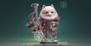 Pomeranian Herald Miniature | Tabletop RPG Miniature | Pepunki Creatures | Roleplaying 3D Printed Fantasy Mini - 3DPrintDen