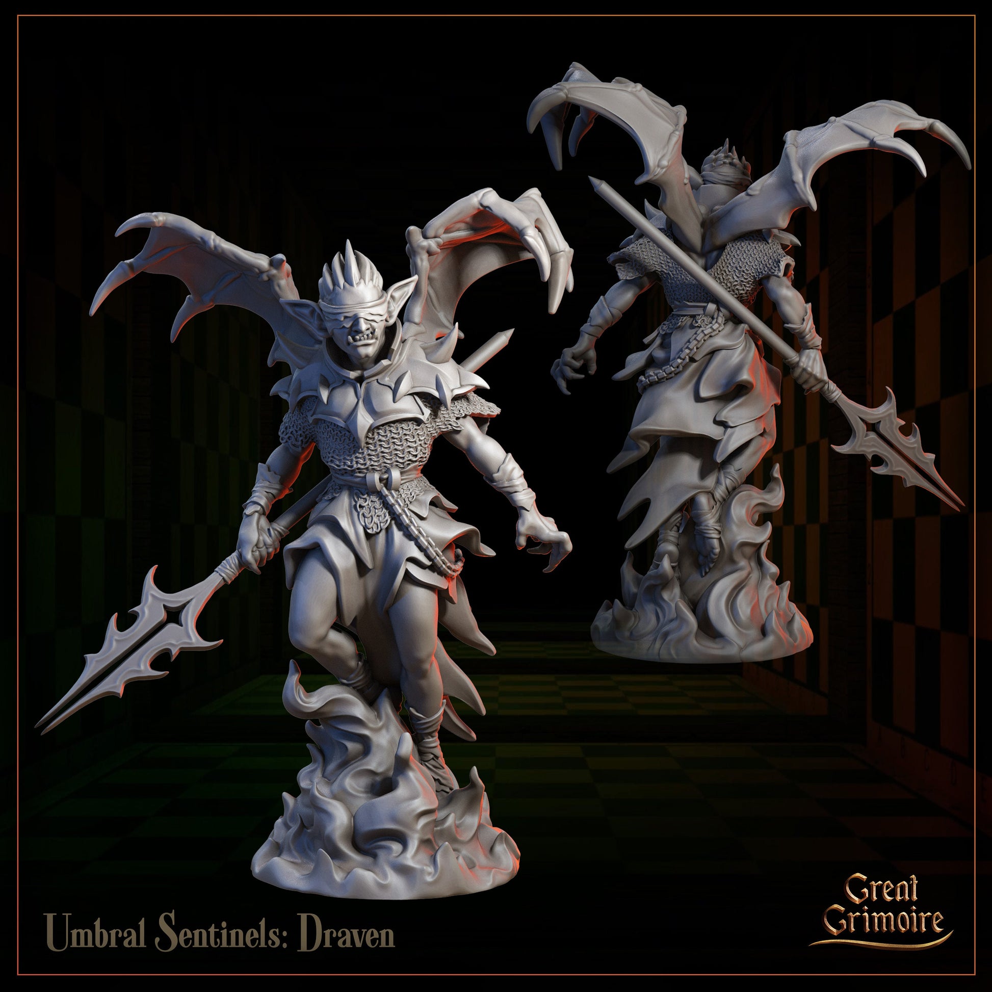 Umbral Sentinels | Tabletop RPG Miniature | Great Grimoire | Roleplaying 3D Printed Fantasy Mini - 3DPrintDen