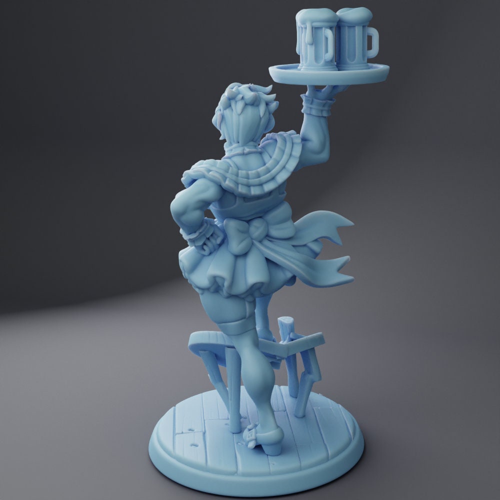 Orc Maid Miniature | Twin Goddess Miniatures | Tabletop RPG Miniature | Roleplaying 3D Printed Fantasy Mini - 3DPrintDen