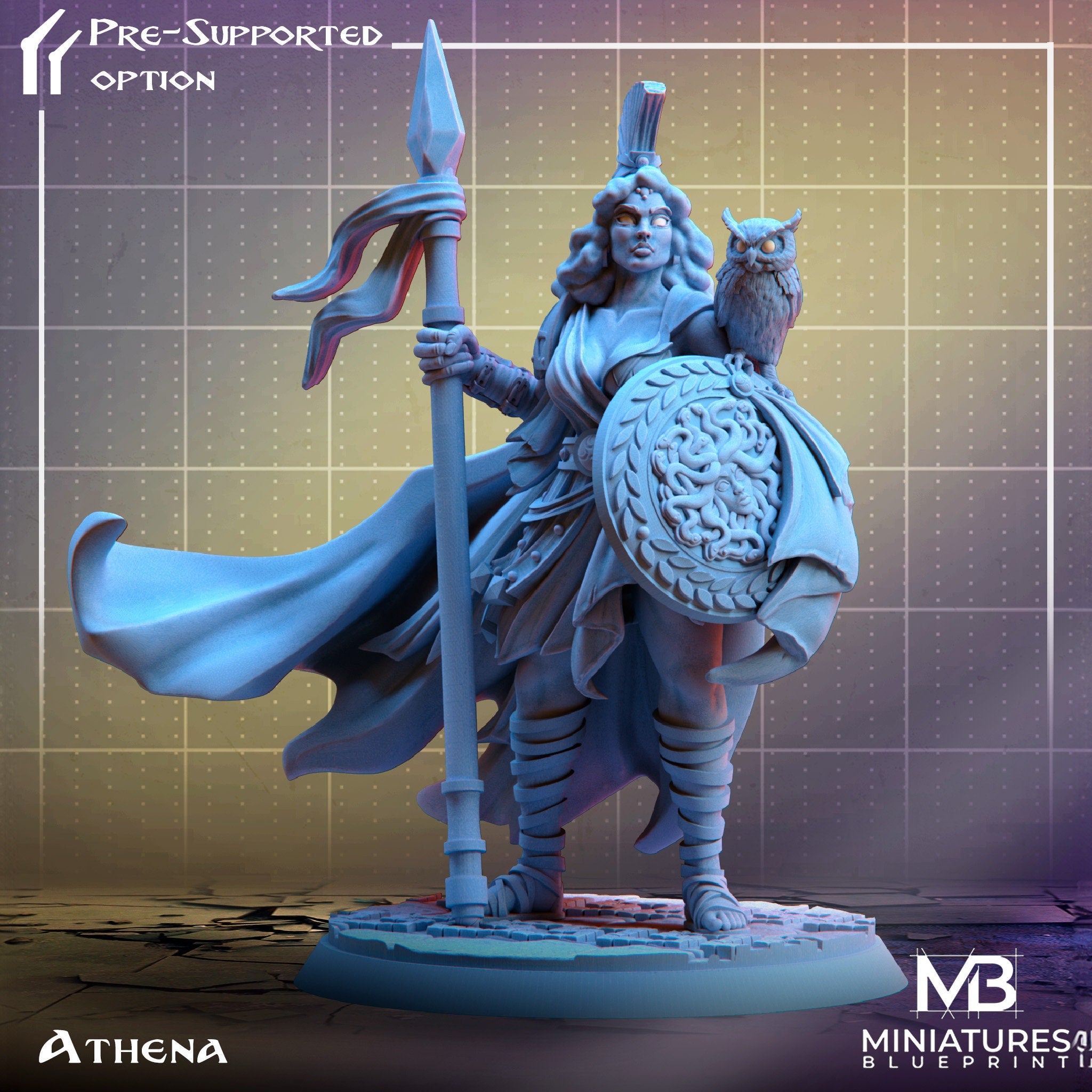 Athena Miniature | Tabletop RPG Miniature | Miniatures Blueprint | Roleplaying 3D Printed Fantasy Mini - 3DPrintDen