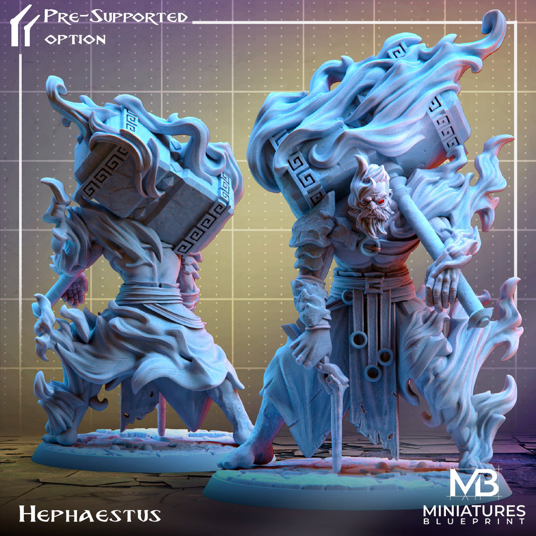 Hephaestus Miniature | Tabletop RPG Miniature | Miniatures Blueprint | Roleplaying 3D Printed Fantasy Mini - 3DPrintDen