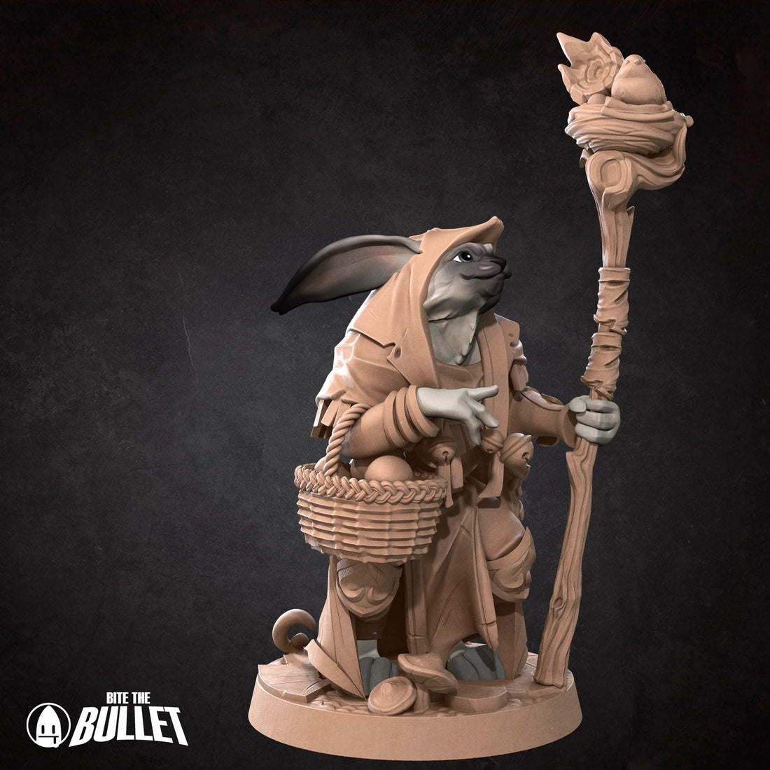 Harengon Druid Miniature | Tabletop RPG Miniature | Bite the Bullet | Roleplaying 3D Printed Fantasy Mini - 3DPrintDen