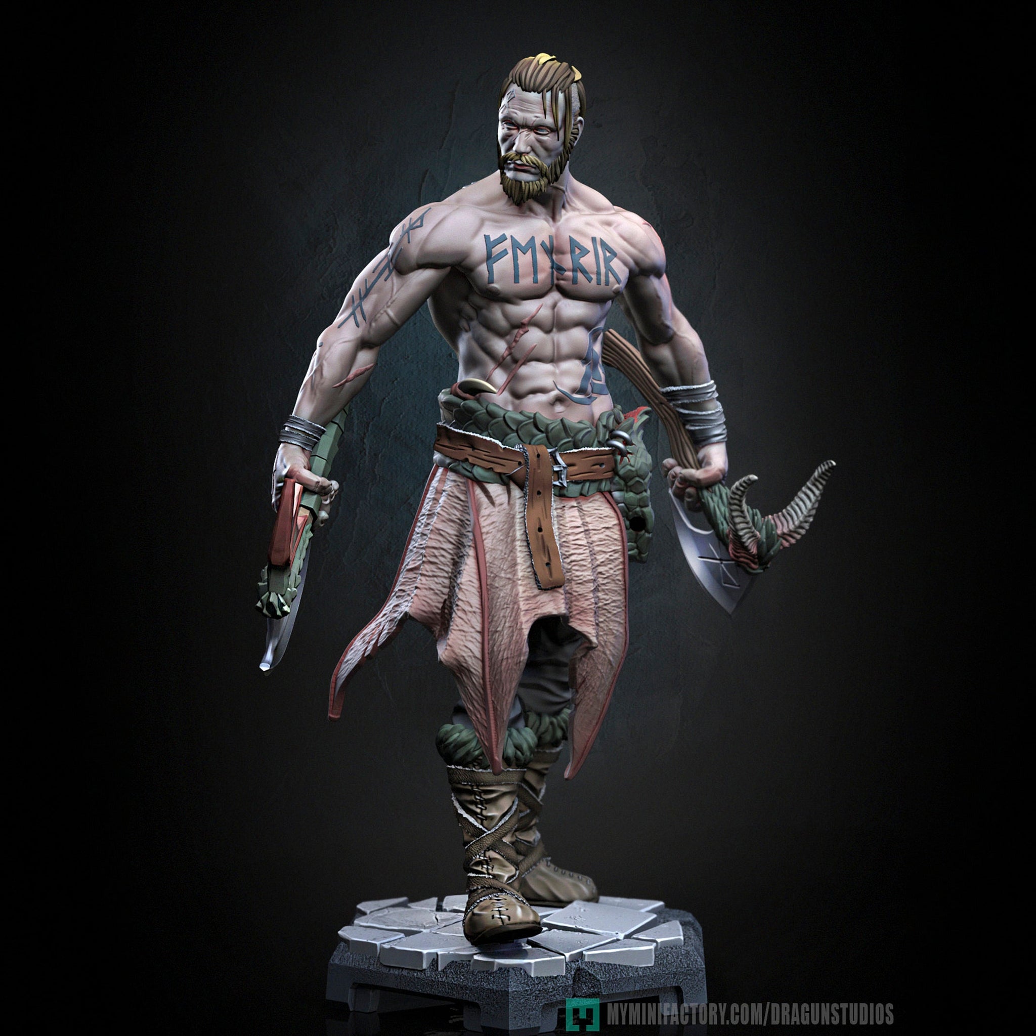 Viking Miniature, Ulfr | Dragun Studios | Tabletop RPG Miniature | Roleplaying 3D Printed Fantasy Mini - 3DPrintDen