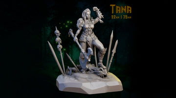 Female Barbarian Ogre Miniature, Tana | Tabletop RPG Miniature | Dungeons and Maidens | Roleplaying 3D Printed Fantasy Mini - 3DPrintDen