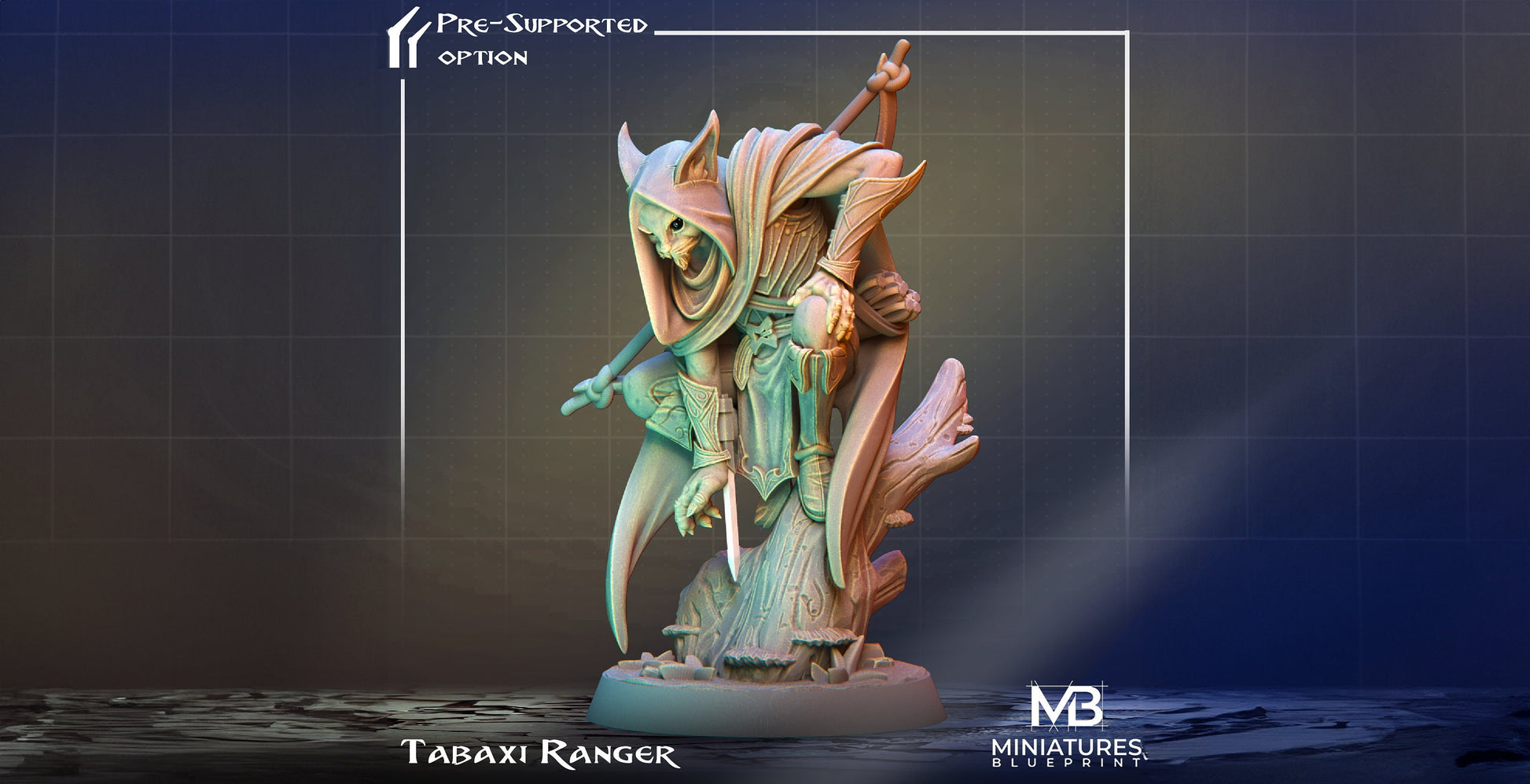 Tabaxi Ranger Miniature | Tabletop RPG Miniature | Miniatures Blueprint | Roleplaying 3D Printed Fantasy Mini - 3DPrintDen