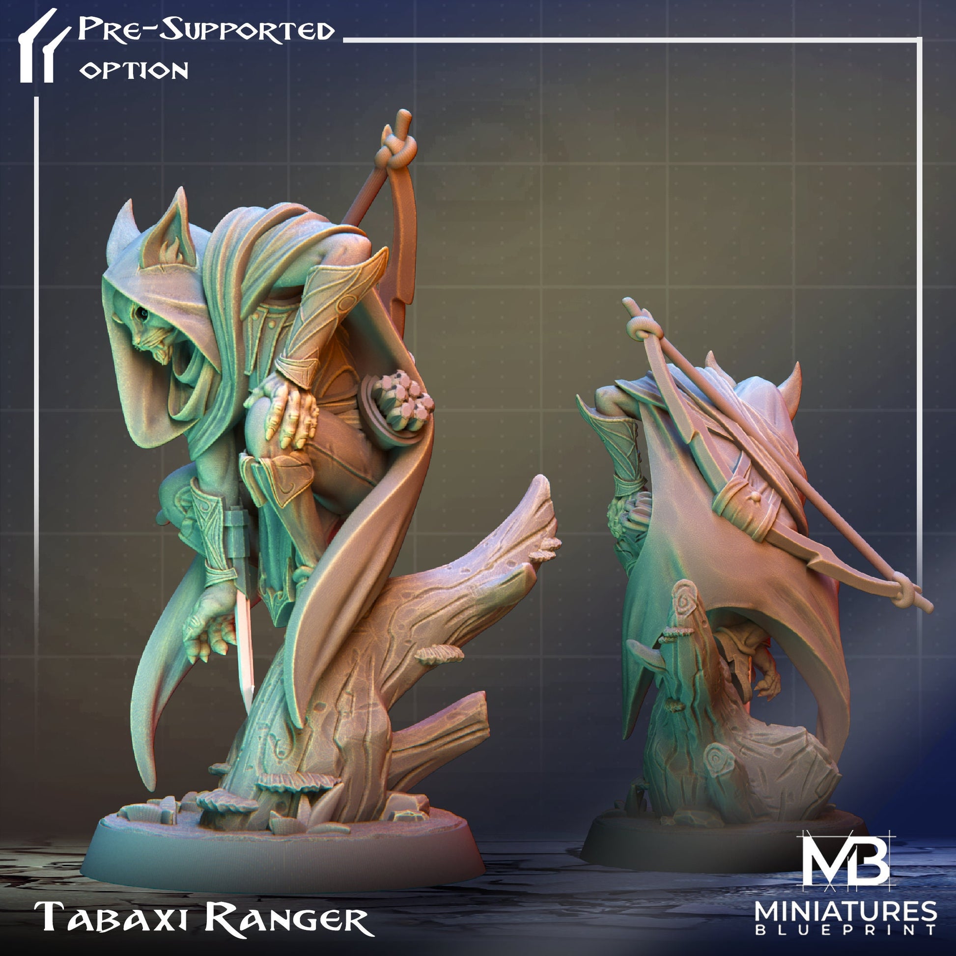 Tabaxi Ranger Miniature | Tabletop RPG Miniature | Miniatures Blueprint | Roleplaying 3D Printed Fantasy Mini - 3DPrintDen