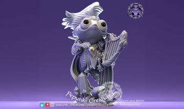 Goldfish Lady Miniature | Tabletop RPG Miniature | Pepunki Creatures | Roleplaying 3D Printed Fantasy Mini - 3DPrintDen