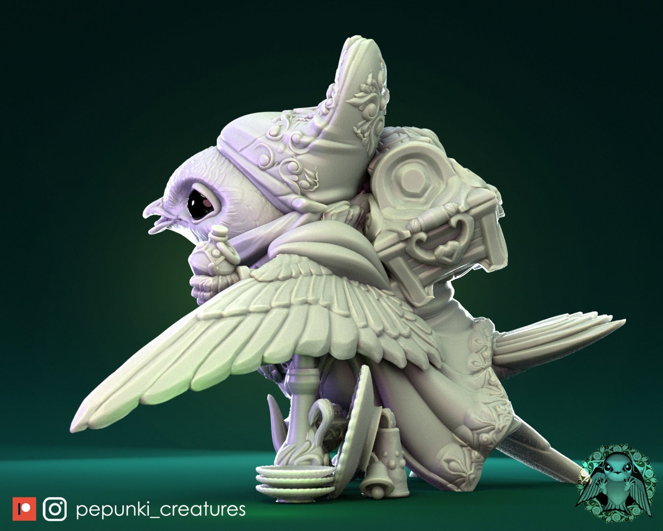 Swift Bird Merchant Miniature | Tabletop RPG Miniature | Pepunki Creatures | Roleplaying 3D Printed Fantasy Mini - 3DPrintDen