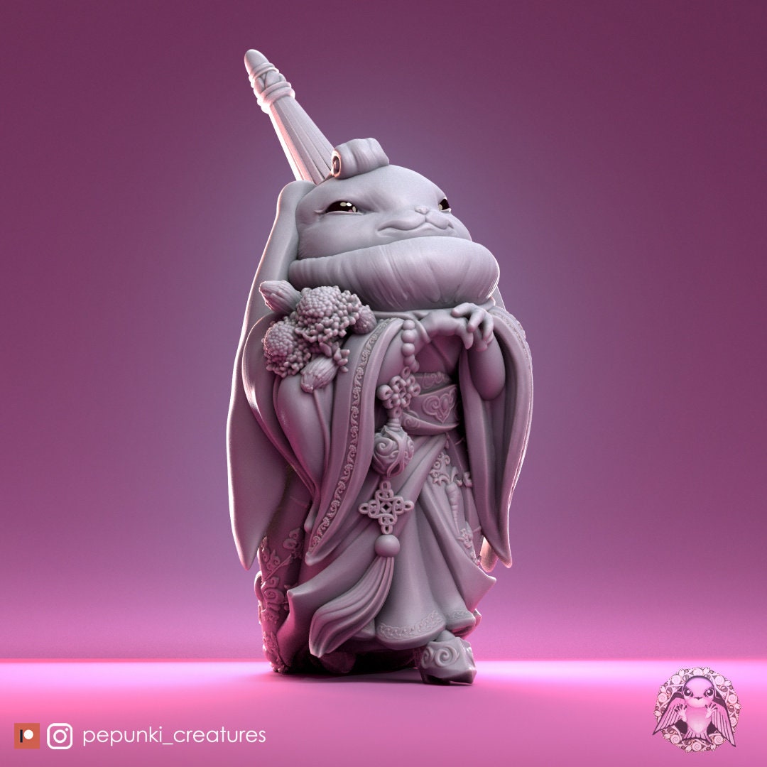 Lady Bunny Miniature | Tabletop RPG Miniature | Pepunki Creatures | Roleplaying 3D Printed Fantasy Mini - 3DPrintDen