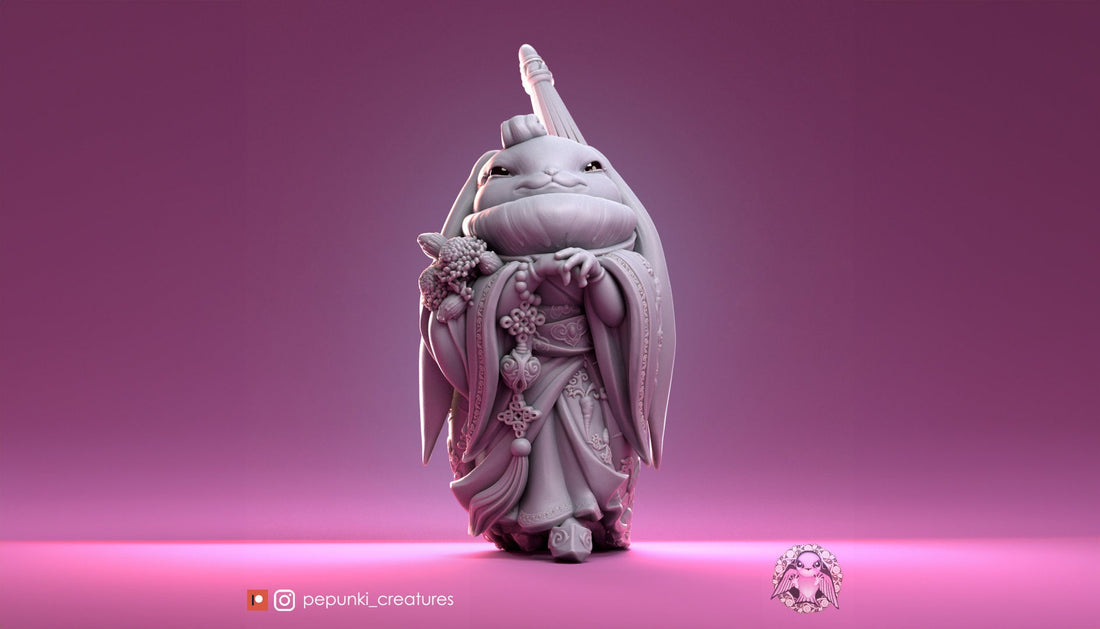 Lady Bunny Miniature | Tabletop RPG Miniature | Pepunki Creatures | Roleplaying 3D Printed Fantasy Mini - 3DPrintDen