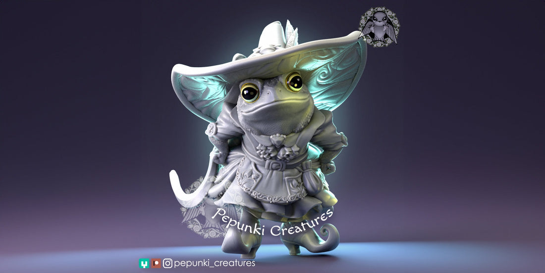 Toad Witch Miniature | Tabletop RPG Miniature | Pepunki Creatures | Roleplaying 3D Printed Fantasy Mini - 3DPrintDen