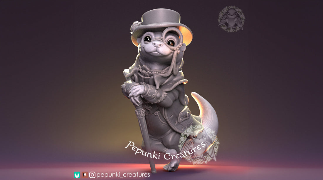 Otter Gentleman Miniature | Tabletop RPG Miniature | Pepunki Creatures | Roleplaying 3D Printed Fantasy Mini - 3DPrintDen