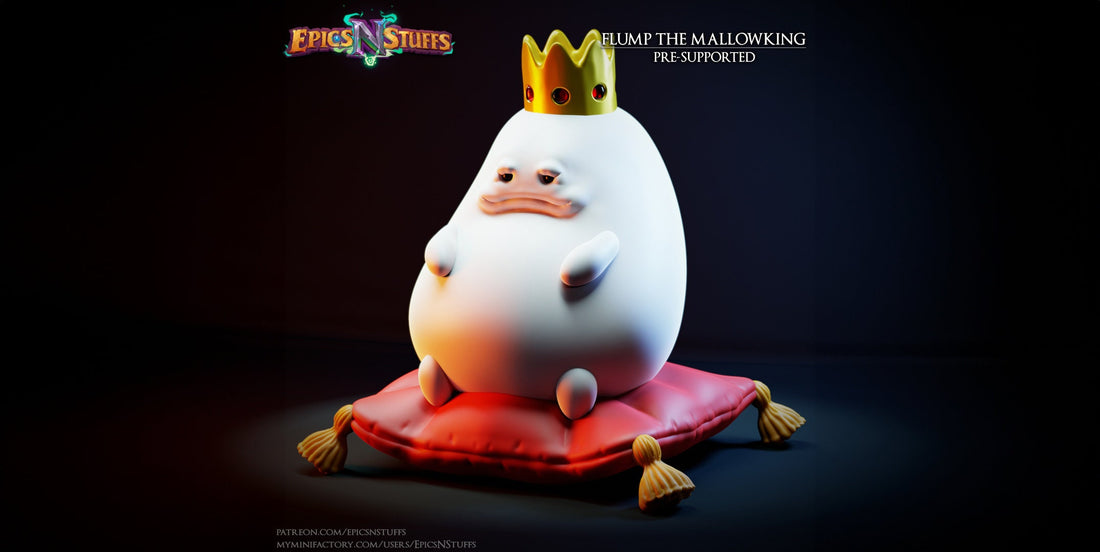 Marshmallow King Miniature, Flump | Tabletop RPG Miniature | Epic 'N' Stuff | Roleplaying 3D Printed Fantasy Mini - 3DPrintDen