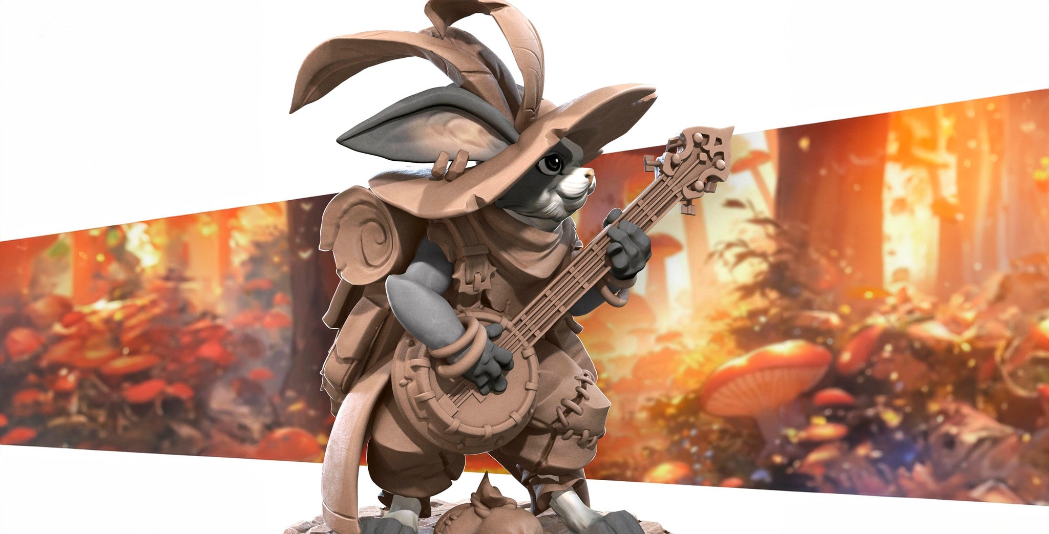 Harengon Bard Miniature | Tabletop RPG Miniature | Bite the Bullet | Roleplaying 3D Printed Fantasy Mini - 3DPrintDen