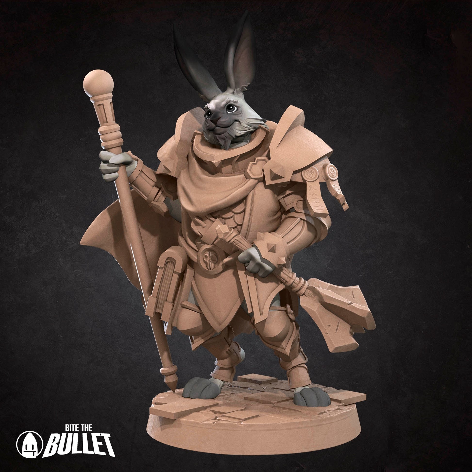 Harengon Cleric Miniature | Tabletop RPG Miniature | Bite the Bullet | Roleplaying 3D Printed Fantasy Mini - 3DPrintDen