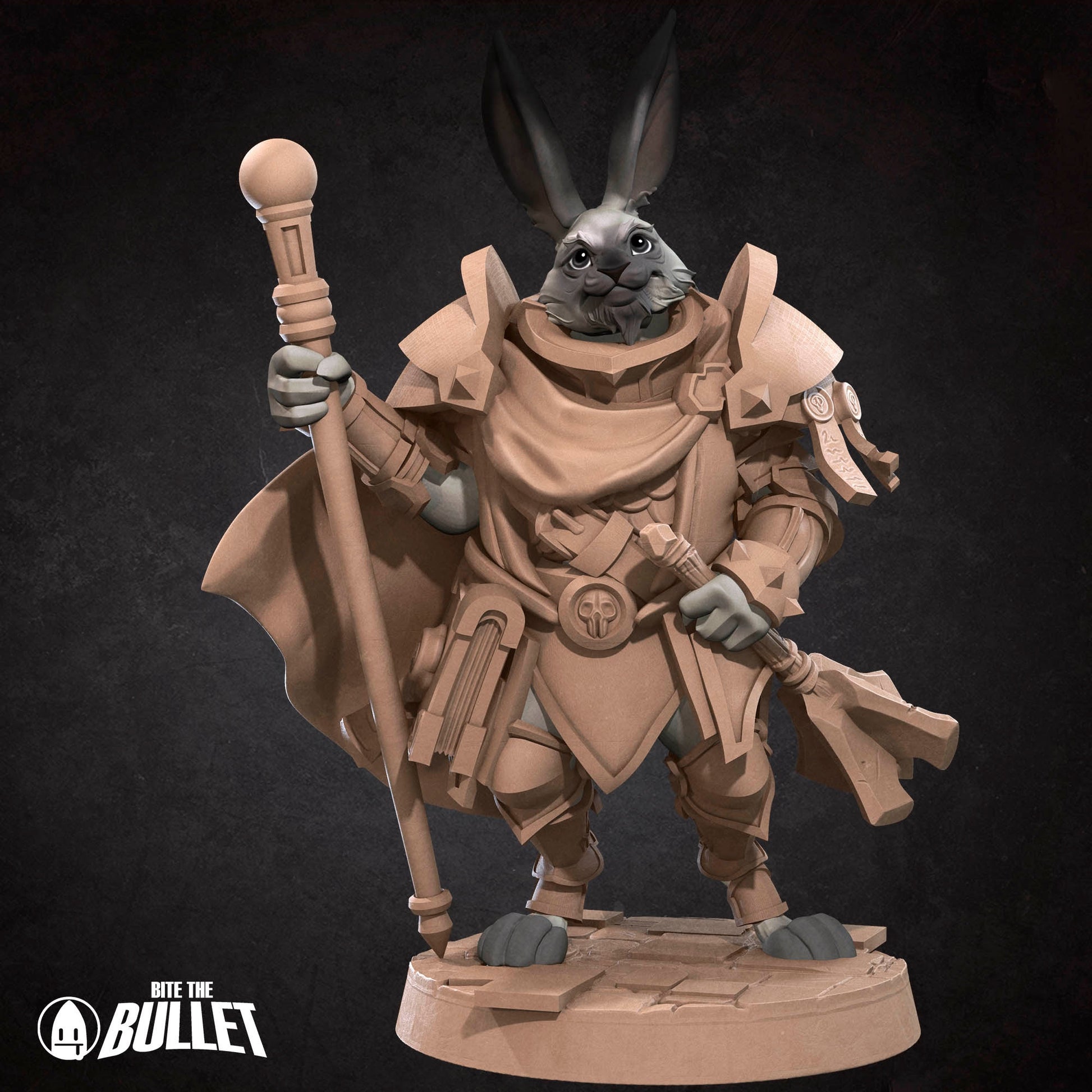 Harengon Cleric Miniature | Tabletop RPG Miniature | Bite the Bullet | Roleplaying 3D Printed Fantasy Mini - 3DPrintDen