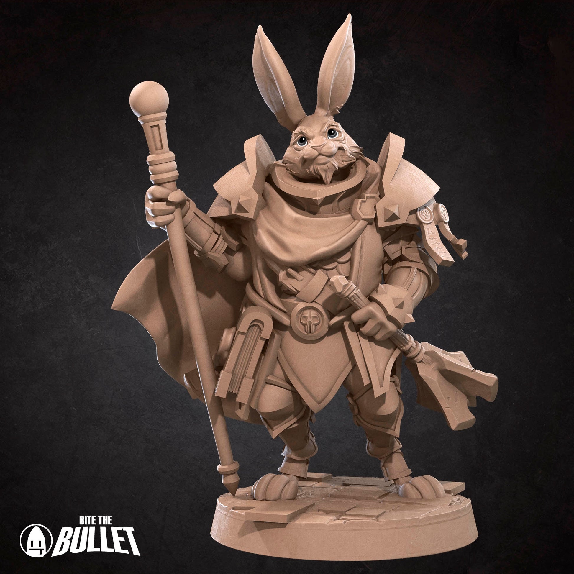 Harengon Cleric Miniature | Tabletop RPG Miniature | Bite the Bullet | Roleplaying 3D Printed Fantasy Mini - 3DPrintDen