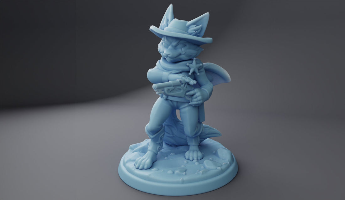 Fox Sheriff Miniature, Leon | Twin Goddess Miniatures | Tabletop RPG Miniature | Roleplaying 3D Printed Fantasy Mini - 3DPrintDen