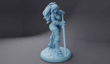 Female Elf Warrior Miniature, Sybil | Twin Goddess Miniatures | Tabletop RPG Miniature | Roleplaying 3D Printed Fantasy Mini - 3DPrintDen