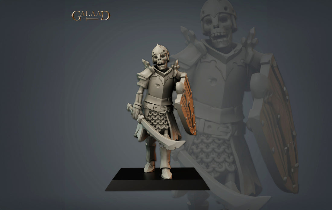 Skeleton Fighter Miniature | Tabletop RPG Miniature | Galaad Miniatures | Roleplaying 3D Printed Fantasy Mini - 3DPrintDen