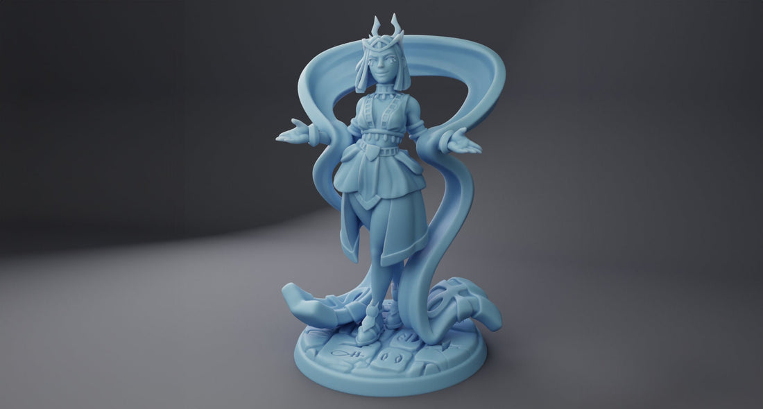 Goddess of the Dunes Miniature, Sehkti | Twin Goddess Miniatures | Tabletop RPG Miniature | Roleplaying 3D Printed Fantasy Mini - 3DPrintDen