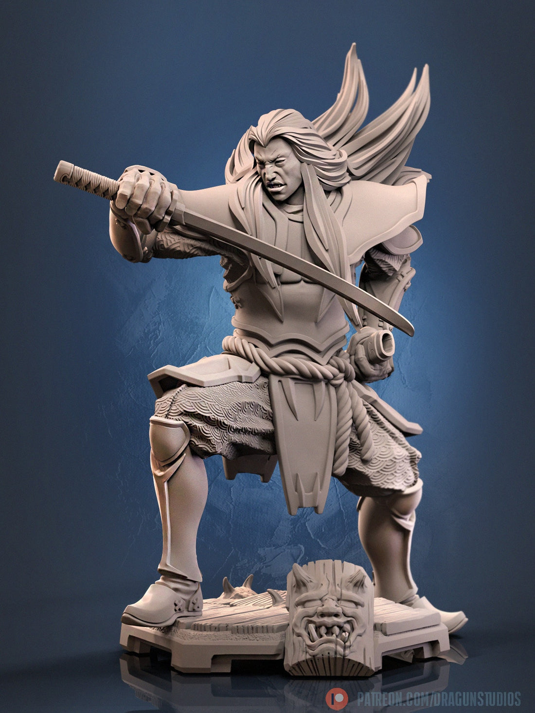 Samurai Miniature, Kagekiyo | Dragun Studios | Tabletop RPG Miniature | Roleplaying 3D Printed Fantasy Mini - 3DPrintDen