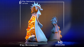 Fire Divineress Miniature | Tabletop RPG Miniature | Miniatures Blueprint | Roleplaying 3D Printed Fantasy Mini - 3DPrintDen