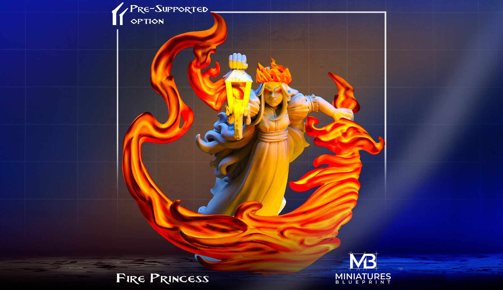 Fire Princess Miniature | Tabletop RPG Miniature | Miniatures Blueprint | Roleplaying 3D Printed Fantasy Mini - 3DPrintDen