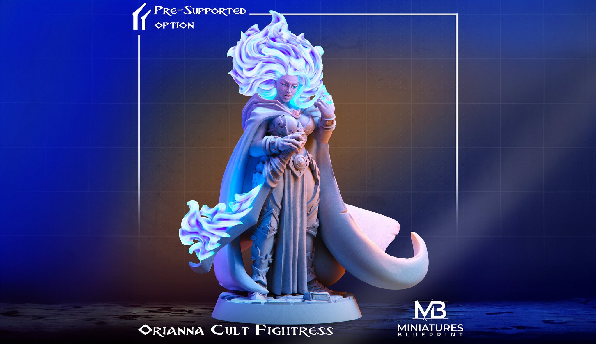 Cult Fightress Miniature, Oriana | Tabletop RPG Miniature | Miniatures Blueprint | Roleplaying 3D Printed Fantasy Mini - 3DPrintDen