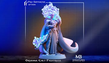 Cult Fightress Miniature, Oriana | Tabletop RPG Miniature | Miniatures Blueprint | Roleplaying 3D Printed Fantasy Mini - 3DPrintDen